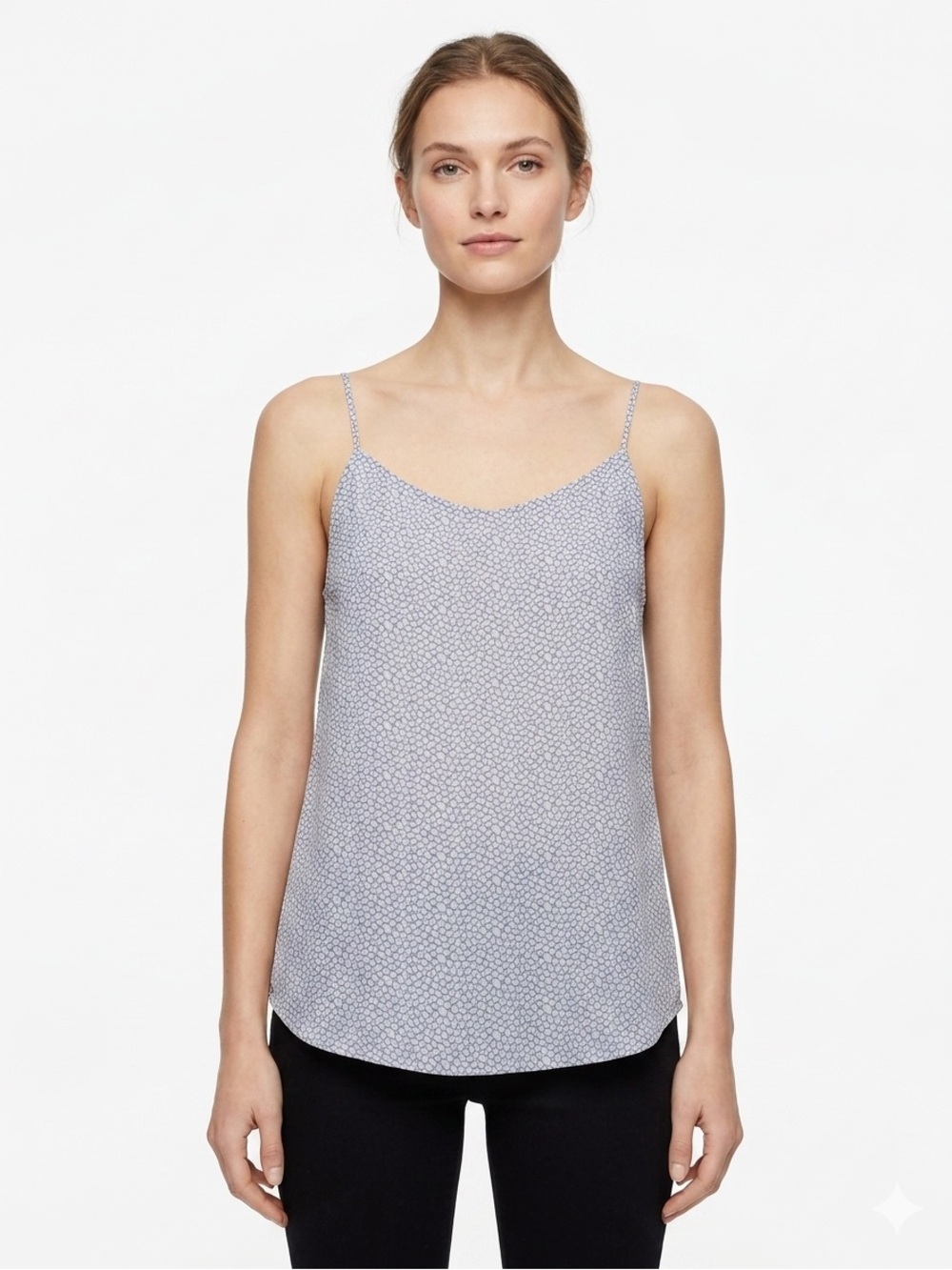 LOFT White and Blue Geometric Spaghetti Strap Cami